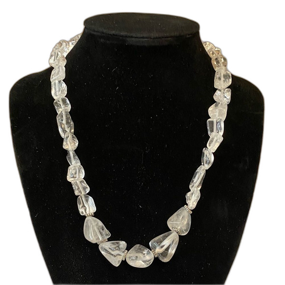 Jewelry - Boho Quartz Crystal Chunk Beaded Necklace 17.5 in Indie Vanguard Artsy Bohemian